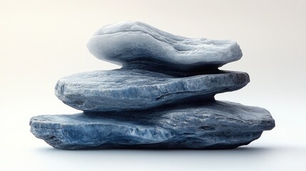 Poster - Grey stone stack with smooth textures and contrasting colors on a neutral background for natural design or meditation concepts