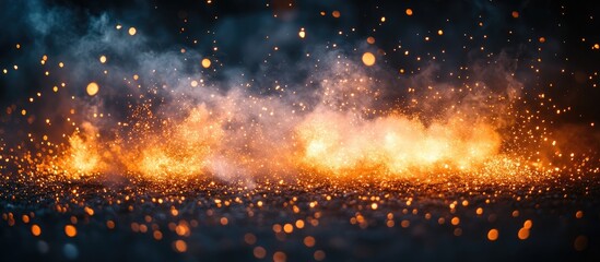 Poster - Vibrant fire display with glowing sparks creating a stunning visual effect against a dark background for celebration or festive themes