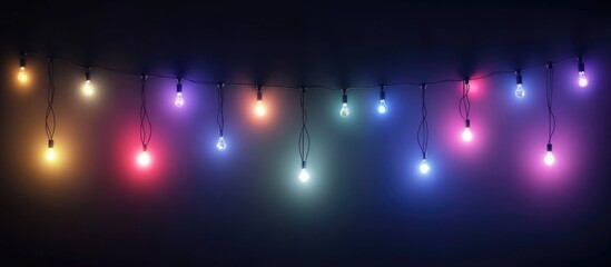 Poster - Colorful LED string lights illuminating a dark background creating a festive and vibrant atmosphere for celebrations or events