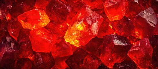 Poster - Red potassium salt mineral texture background showcasing vibrant crystal formations and natural geological aesthetics.