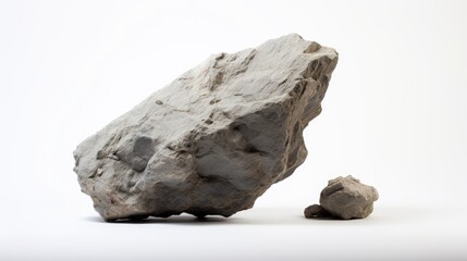 Poster - Large and small rocks isolated on a white background showcasing natural textures and shapes for creative design projects