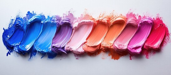 Poster - Vibrant abstract paint strokes in a spectrum of colors showcasing artistic expression for cosmetic product design and branding concepts