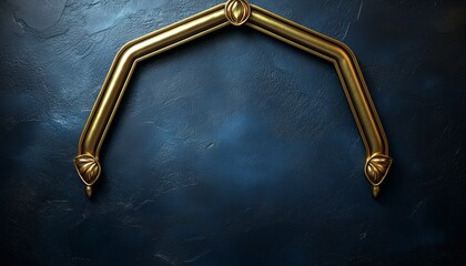 Gold Arch Frame on a Dark Blue Textured Background