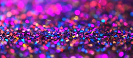 Poster - Vibrant abstract background with colorful bokeh lights creating a shimmering out of focus effect in purple and pink hues.