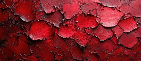 Poster - Abstract textured background in various shades of red with cracked paint effect creating a visually striking and artistic composition.