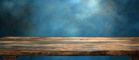 Poster - Wooden tabletop with abstract artistic background ideal for product display and promotional imagery showcasing various items.