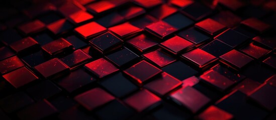 Poster - Elegant composition of red and black tiles showcasing modern architectural aesthetics and design principles in a captivating visual arrangement