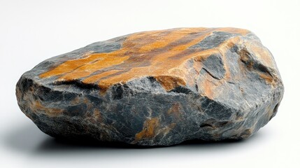 Poster - Isolated natural stone with unique texture and color on a clean white background suitable for artistic and geological applications