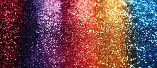 Poster - Vibrant multicolored glitter tinsel background showcasing a dazzling array of shiny textures and hues for festive decoration inspiration
