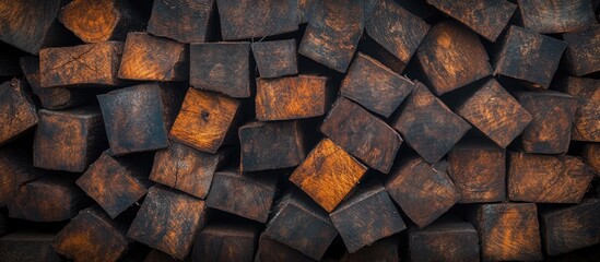 Aufkleber - Stacked Timber Logs Displaying Natural Textures and Earthy Tones in a Forestry Context