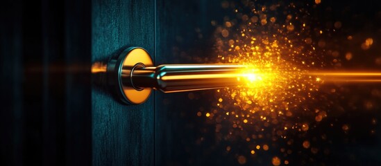 Poster - Contemporary vehicle door handle design showcasing engineering innovation with dynamic light effects and a modern aesthetic