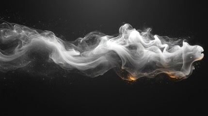 Poster - Elegant white smoke wisps swirling gracefully against a dramatic black backdrop creating a captivating abstract design element.