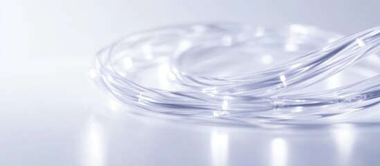 Poster - Coil of Ethernet Network Cable on white background symbolizing modern networking communication and technology concepts with ample space for design