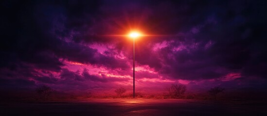 Poster - Contrast of a solitary streetlight against a dramatic twilight sky showcasing the interplay between modernity and the natural world.
