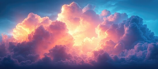 Poster - vibrant sunset clouds illuminated in shades of pink and orange creating a stunning sky scene in tran