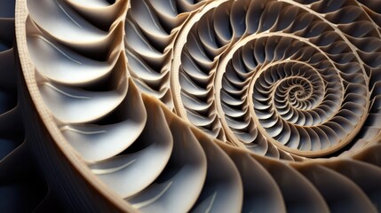 Poster - Top view of an intricate spiral shell showcasing natural geometry and patterns in a close-up perspective.
