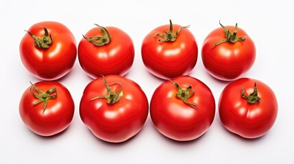 Aufkleber - Fresh organic tomatoes arranged on a white background ideal for culinary uses and healthy recipes enhancing salads and seasonal dishes