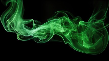 Poster - green smoke wisps elegantly flowing against a dark background creating a mystical and captivating at