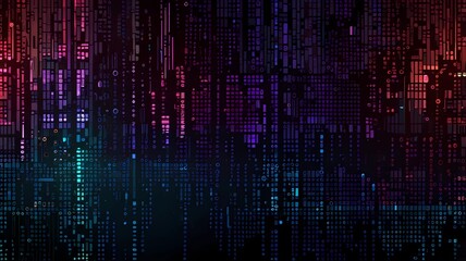 Fototapete - Dark red purple blue color Light Abstract pixels Technology background for computer graphic website internet. circuit board. text box. Mosaic, table