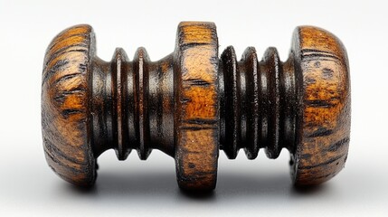 Poster - Wooden Screw Decorative Object Isolated on White Background for Crafts and Design Projects