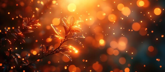 Fototapete - Bokeh background with warm orange tones and soft light effects creating a natural dreamy atmosphere
