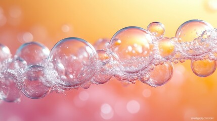 Poster - Elegant bubbles floating in a gentle wave against a soft gradient background creating a serene and refreshing atmosphere.