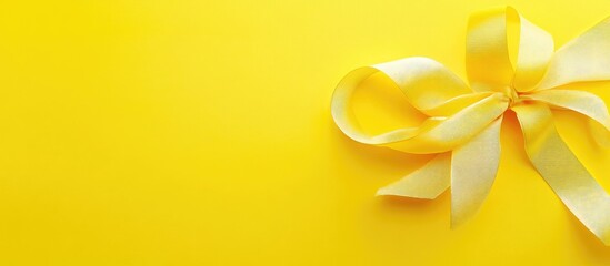 Aufkleber - Bright yellow ribbon and bow on vibrant yellow background with space for text or design elements