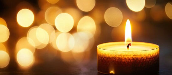 Aufkleber - Warm candlelight illuminating darkness with soft bokeh effect creating a cozy and serene atmosphere for relaxation and reflection