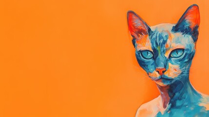Poster - Half Cat Half Human Watercolor Painting