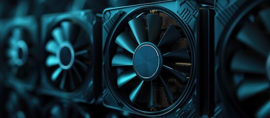 Poster - Detailed view of a black computer system unit with prominent fans highlighting the design and functionality of modern computer hardware on a white background
