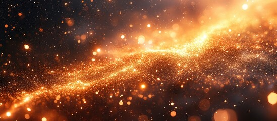 Poster - Golden shimmering bokeh abstract background with sparkling particles and a vibrant glow perfect for festive or celebratory themes.