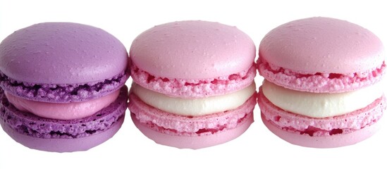Aufkleber - Vibrant colorful macarons arranged on a white background showcasing sweet dessert variety and texture.