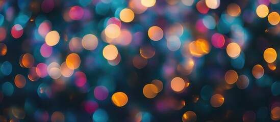 Poster - Abstract bokeh background with colorful Christmas tree lights creating a festive and vibrant atmosphere for holiday celebrations.