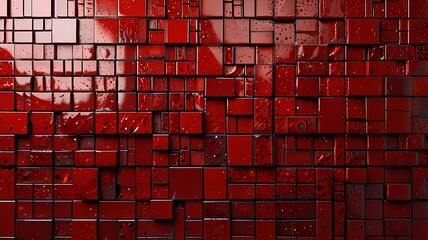 Fototapete - abstract mosaic red background with gloss
