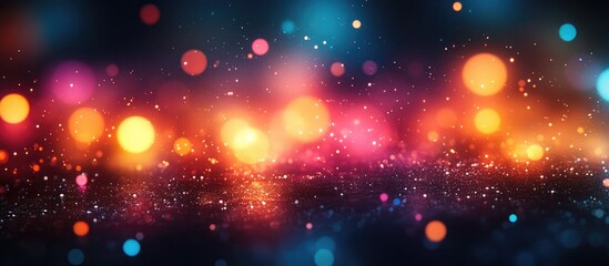 Fototapete - Bokeh effect of colorful nighttime lights with soft focus creating a dreamy abstract background shimmer and shine