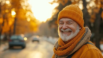 Poster - A senior successfully completing a highway driving exercise with a smile of achievement Stock Photo with side copy space