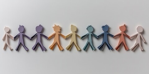 Poster - A colorful chain of paper figures holding hands, symbolizing unity and diversity.