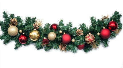 Wall Mural - png christmas garland with red and gold ornaments transparent