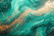 © TATIANA KIM - Abstract stains of mint and gold paint, texture and background.