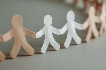 Poster - A line of paper figures in various colors, symbolizing unity and connection among people.