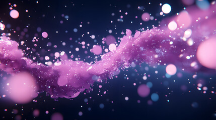 Poster - A vibrant, abstract design featuring swirling pink particles and luminous bokeh against a dark background, creating a sense of movement and depth