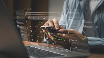 business planning calendar and project management concept. businessman manages time for effective wo