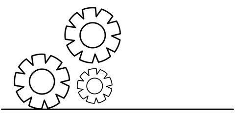 Aufkleber - Continuous one line drawing of machine gear. One line drawing illustration of gear wheel. Gear technology concept single line. Editable outline, gears cogwheel continuous one line drawing. One line 