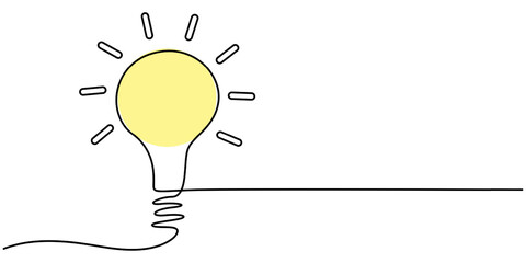 Poster - Light bulb continuous one line drawing. Single line vector illustration with editable stroke, Creative Idea Continuous Line Editable Icon, light bulb with one continuous editable line. Minimalistic 