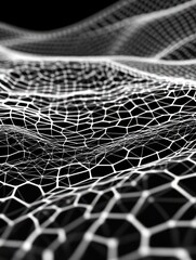 Poster - technology vector abstract background with hexagons mesh, 3d abstraction of nanotechnology and scien