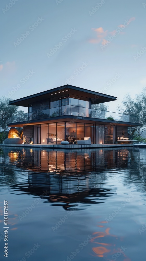 Stunning Luxury Lakefront Home with Sleek Contemporary Architecture and ...
