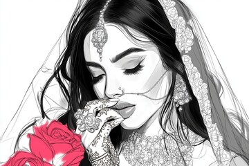 Poster - A bride rendered in clean, monochrome lines.
