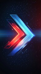 Poster - Vibrant glowing arrows in striking red and blue ascend, emphasizing contrasting paths that stand out against a dark, expansive cosmic backdrop. Ideal for themes involving technology and direction