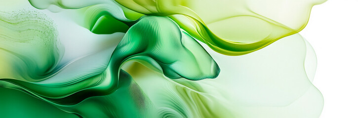 Aufkleber - Abstract design featuring flowing green and white smoky textures blending harmoniously, evoking freshness, movement, and natural energy on a minimal background.
