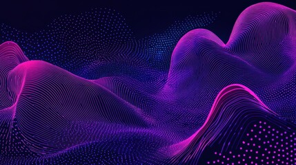 Poster - A concept for financial volatility with waves of glowing data points on a dark background.
